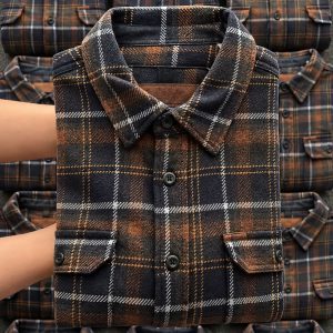 Men's Charcoal Plaid Flannel Shacket